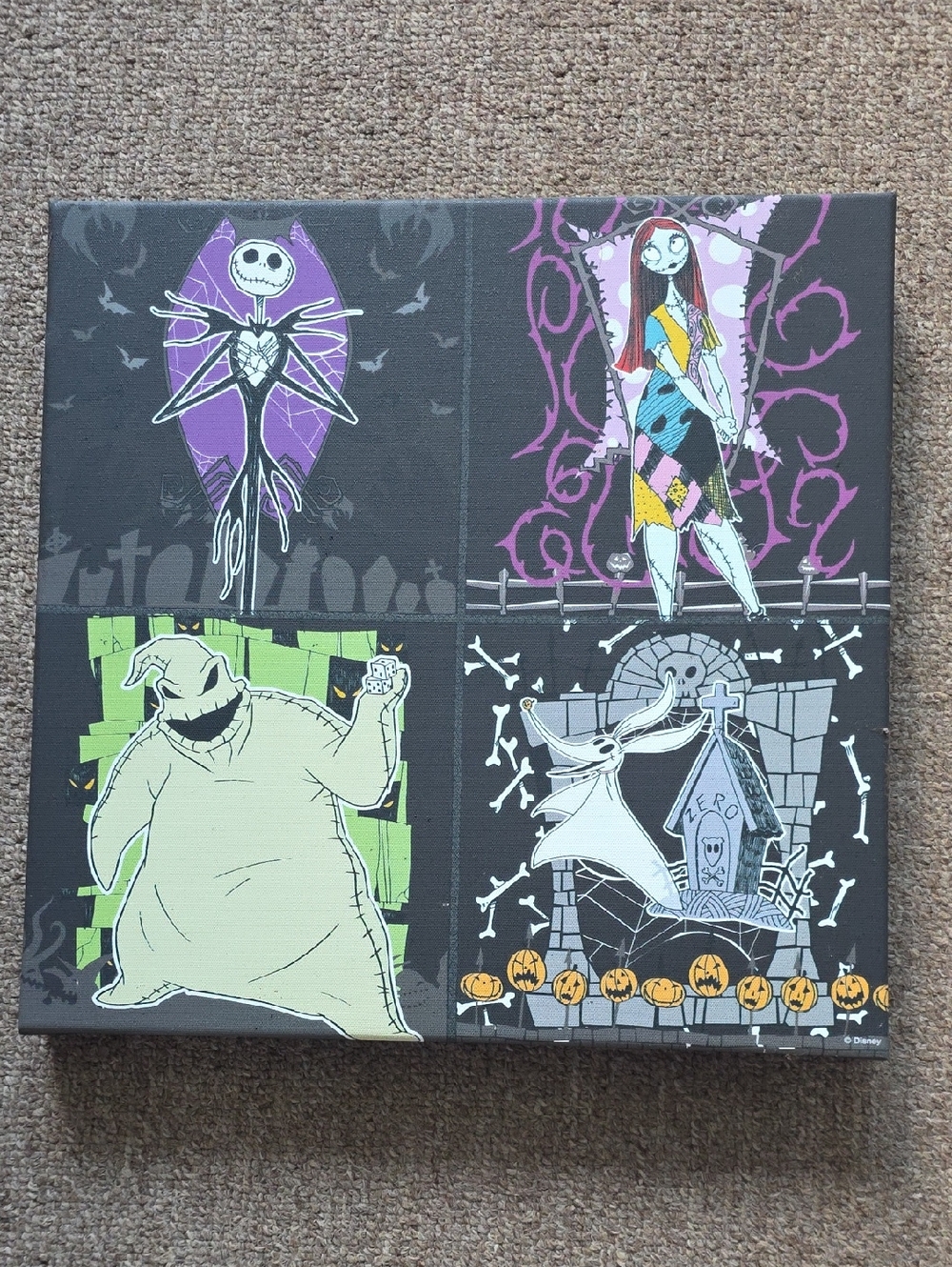The Nightmare Before Christmas Canvas Art - Black & Purple